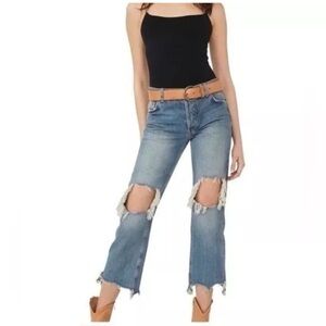 We The Free People Maggie Mid Rise Straight Jeans Button Fly Size 29